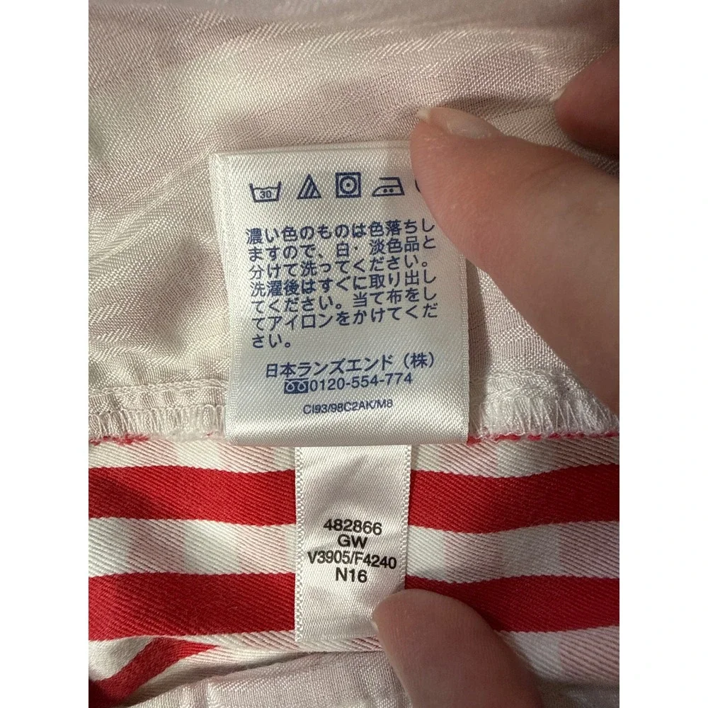Lands End Red White Gingham‎ Shorts 10P Mid Rise Stretch 10